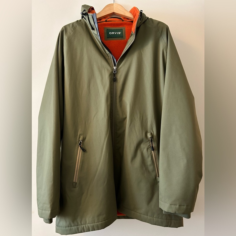 Orvis Olive Green Rain Jacket w/ Hood